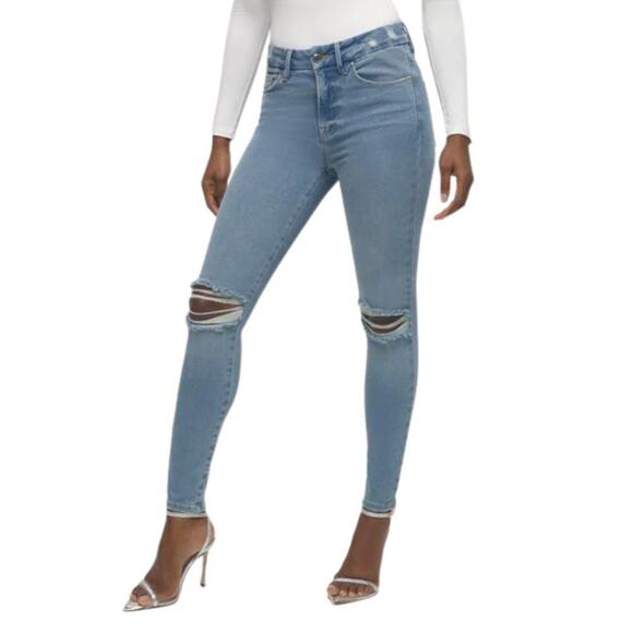 NWT Good American Good Legs Crop Skinny Jeans Blue 523 4/27 - Picture 1 of 2